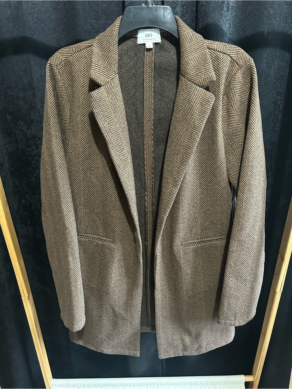 Have Brown Herringbone Women's Blazer Jacket